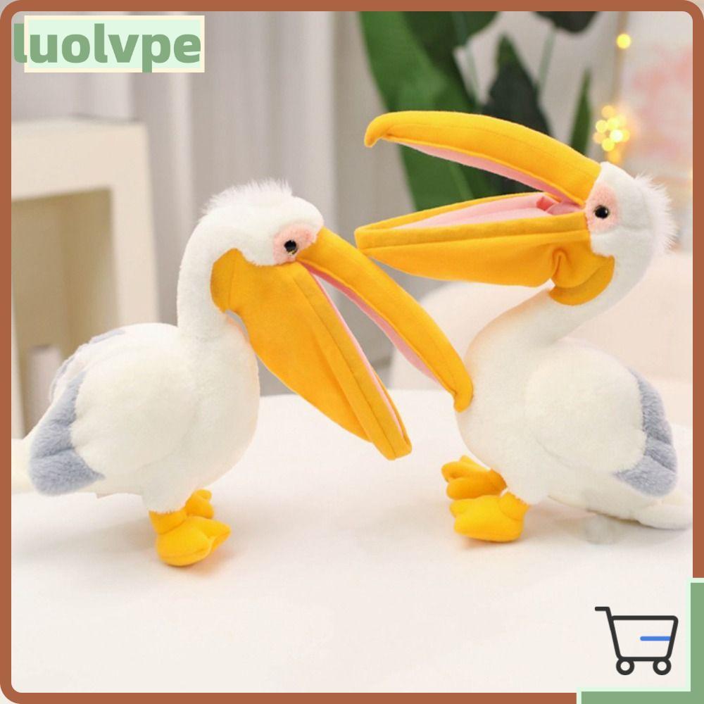LUOLVUO Pelican Đồ chơi sang trọng, Túi mỏ hoạt hình siêu mềm Pelican Plush, Màu trắng dễ thương Thi