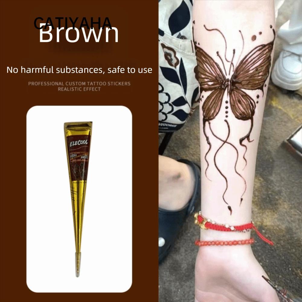 Kem xăm CATIYAHA Henna, Dễ sử dụng Màu nâu đen Henna Paste Cone, Kem Henna Bán vĩnh viễn Kem Henna N