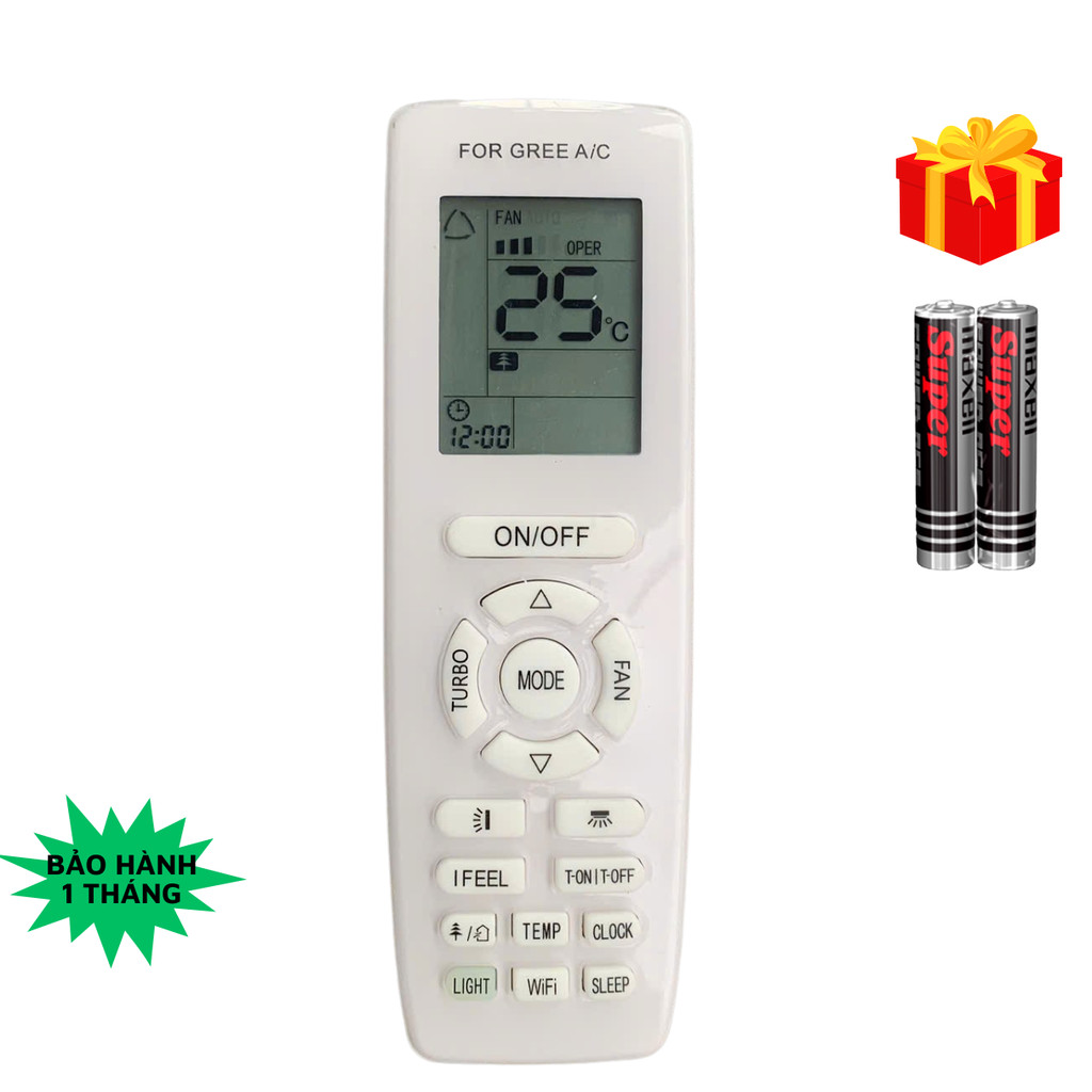 Điều khiển điều hoà GREE Mã 05, remote máy lạnh GREE GWC18PC-K3D0P4 -tặng pin - ĐT Bích Thuỷ