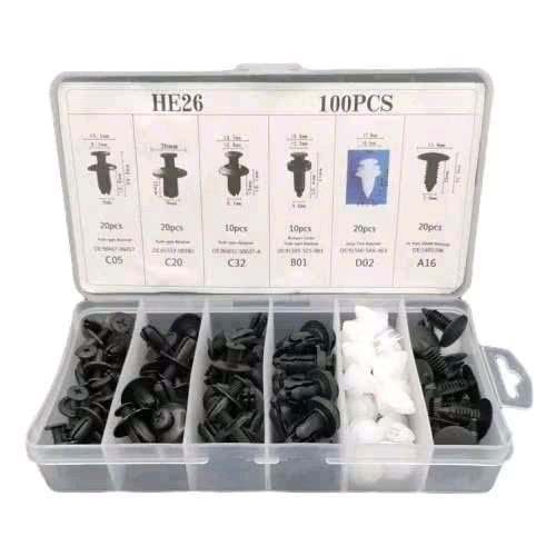 Bộ 100 Đinh Tán Chốt Vít Nở Bằng Nhựa Cố Định Các Bộ Phận Trên Xe Hơi