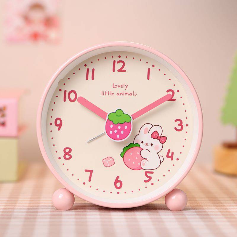 Cute Rabbit Desktop Alarm Clock Student Only Mute Clock Bedroom Study Table Clock ZNOM