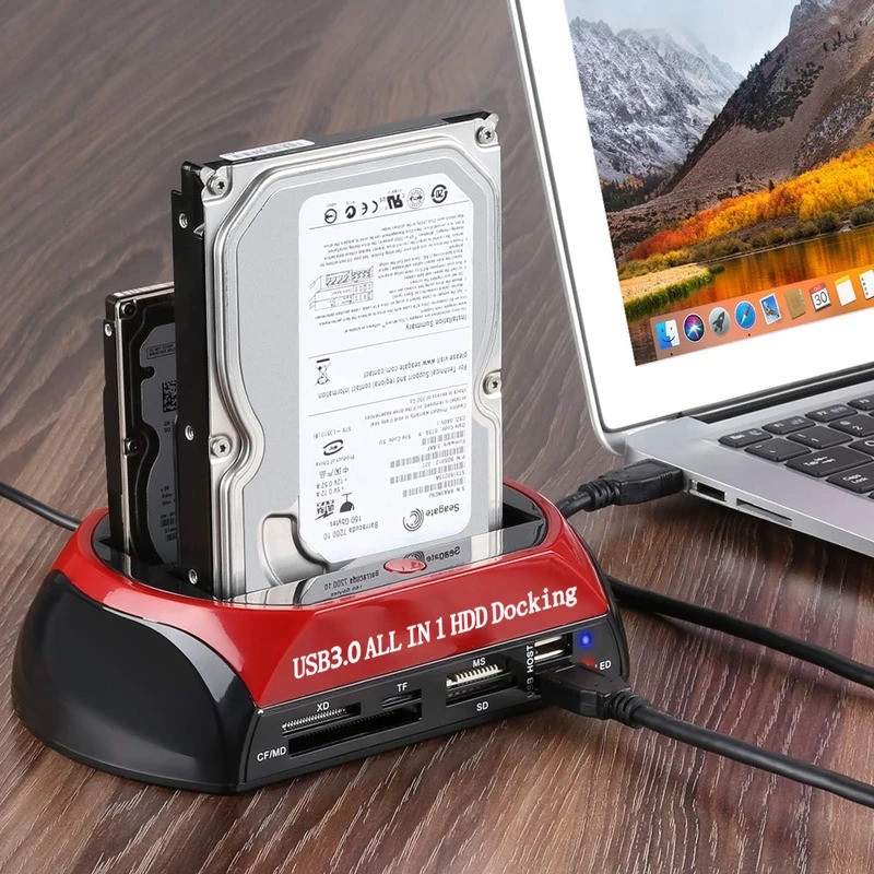 Ổ Cứng Docking Station 2.5 3.5 Inch SATA IDE HDD Đầu Đọc SSD Khe Cắm Kép USB Hộp Đĩa Ngoài Vỏ Vỏ hd 