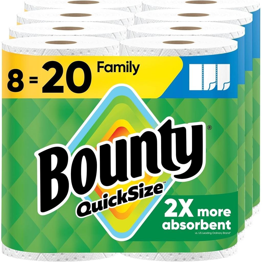 Khăn giấy cỡ nhanh Bounty, màu trắng, 8 cuộn gia đình