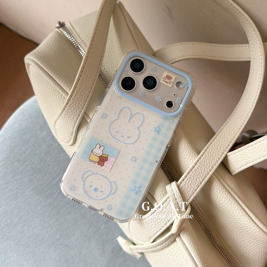 G.O.A.T Vỏ gấu Miffy lưới xanh Tương thích cho iPhone 17 pro max iPhone 17 16 15 pro max Vỏ bảo vệ m