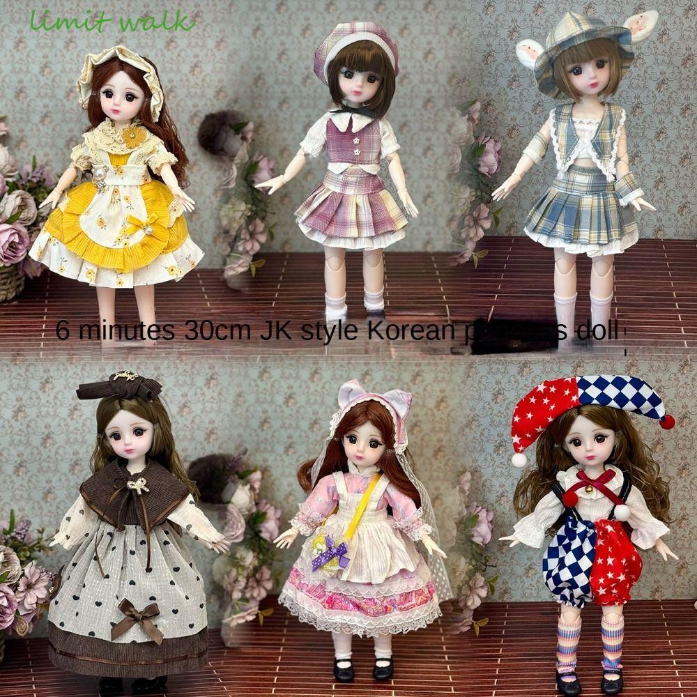 LIMIT WALK Búp bê BJD 30cm, Dress Up 3D Mắt có thể tháo rời Búp bê, Búp bê Mini đầy màu sắc 1 / 6 BJ