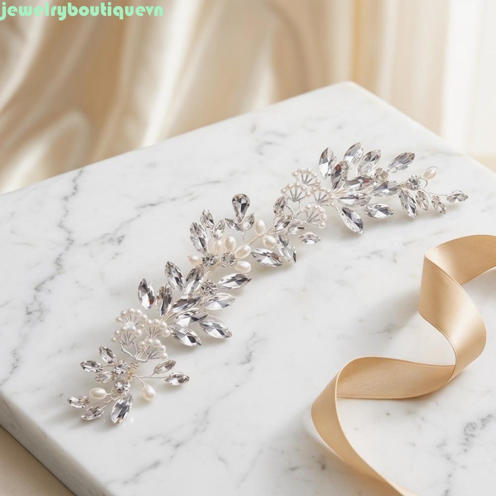JEWE Bridal Headpieces, DIY Sparkling Bridal Headband, Vòng hoa Dangling Leaf Design Thiết kế bện Ph