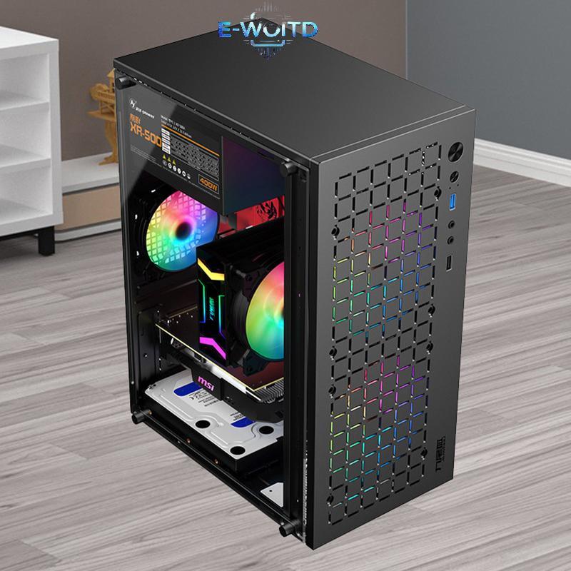 E-WOITD Micro ATX / ITX Trong Suốt DIY PC Case Kính Desktopputer Case HDD + SSD ATX Power Supply 250