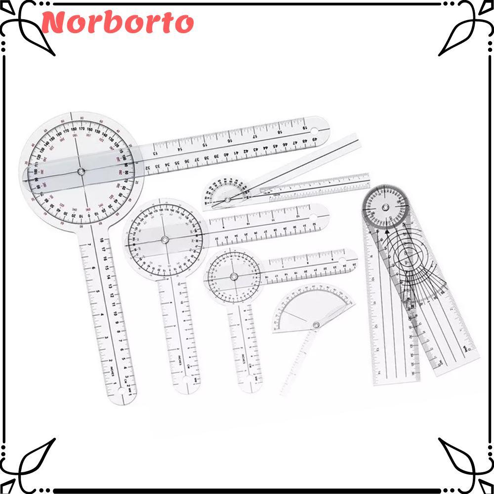 NORBORTO 6 chiếc 360° Bộ Goniometer, Chất liệu PVC Bộ máy đo độ trong suốt trong suốt, Bộ thước đo g