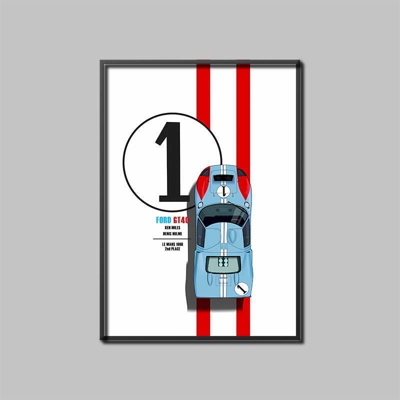 Porsche Ferrari Le Mans Retro Đua Tranh Treo Tường Nghệ Thuật Vịnh Martini Lợn Hồng Không Khung Tran