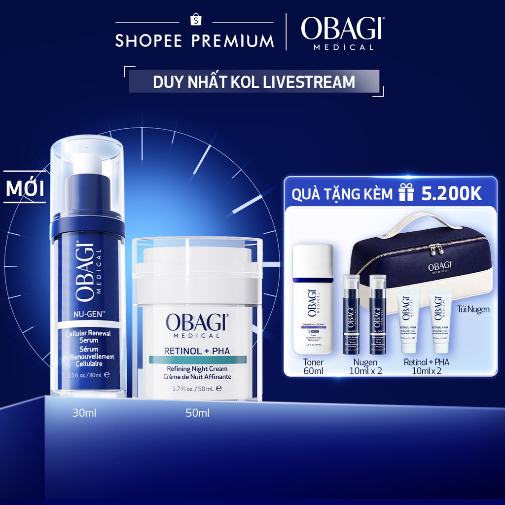 [Obagi x KOL] Combo Serum Kích Hoạt Năng Lượng Tế Bào Obagi Nugen 30ml & Kem dưỡng Retinol + PHA Ref