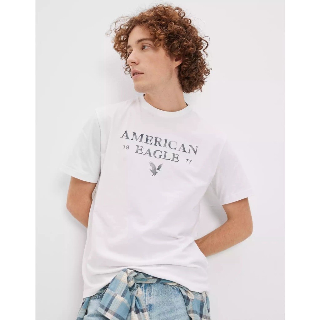 Áo thun ngắn tay Logo chữ cổ điển American Eagle