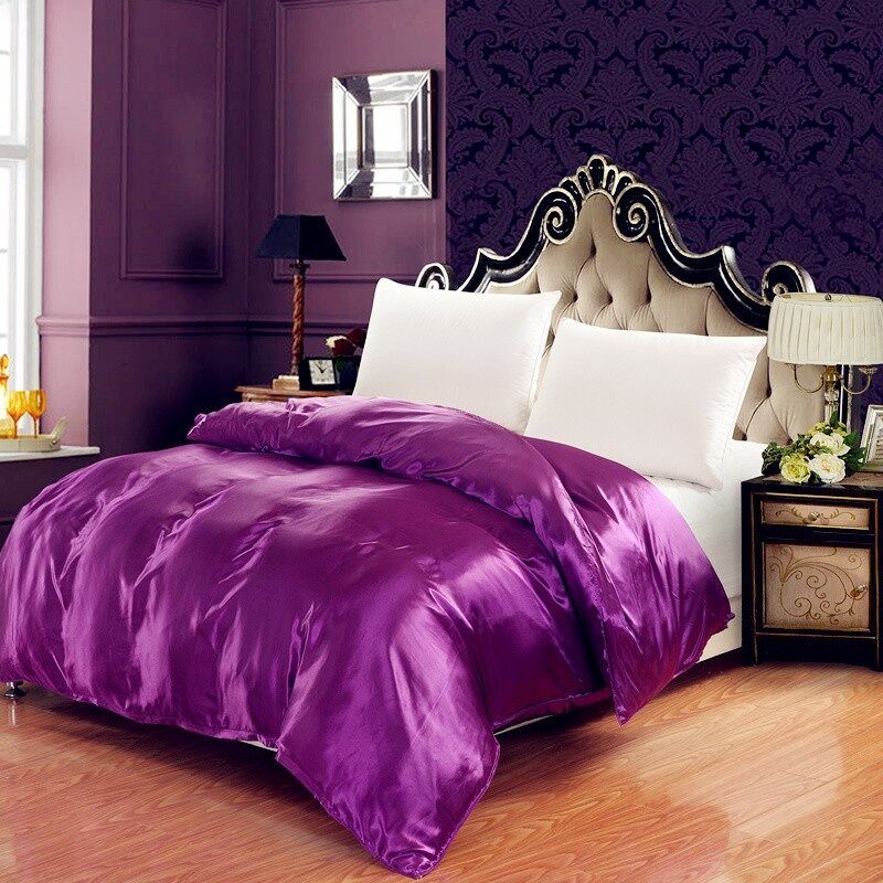 Silk Smooth Ice Silk Duvet Cover Single Piece Mùa hè Màu tinh khiết Thiên đường Silk Duvet Core Cove