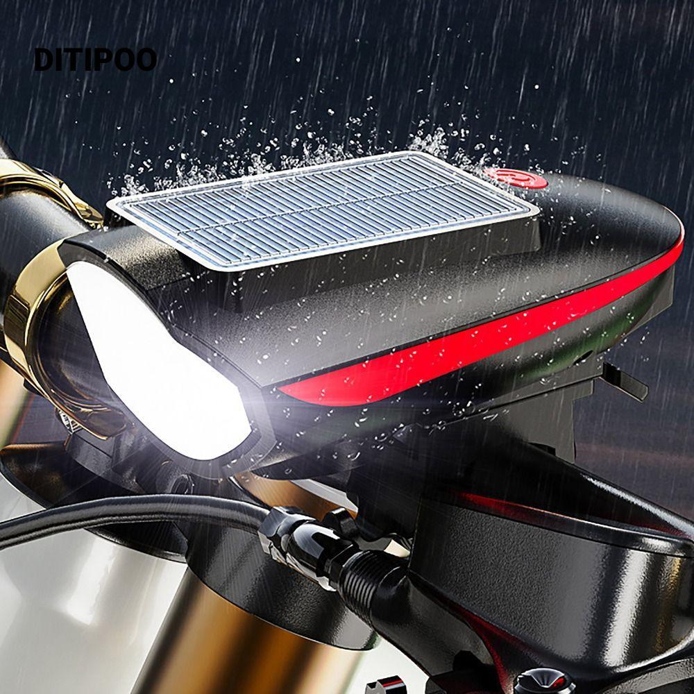 Đèn xe đạp leo núi DITIPOO, Sạc USB với còi xe đạp Đèn pha xe đạp, Độ sáng cao có thể sạc lại 250 Lu