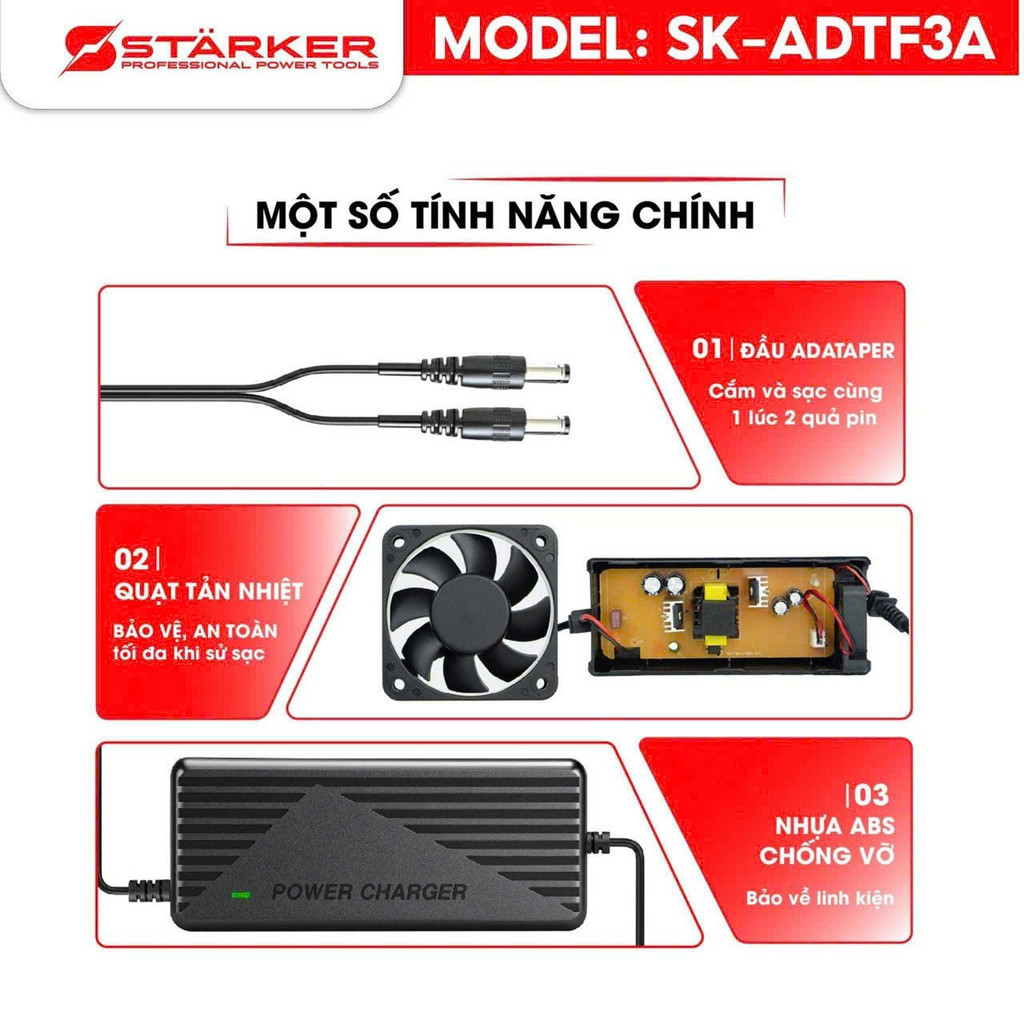 Sạc Pin 21V loại sạc nhanh có quạt tản nhiệt cho các dòng máy khoan pin 21v, Có đèn báo ngắt khi đầy