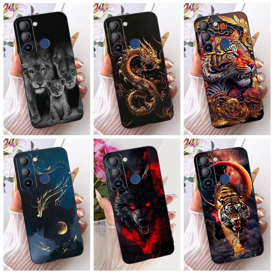 Dành Cho Tecno Pop 5 LTE Vỏ BD4 BD4i BD4a Thời Trang Thoáng Mát Rồng Hổ Sư Tử Động Vật In Bìa Mềm Ch