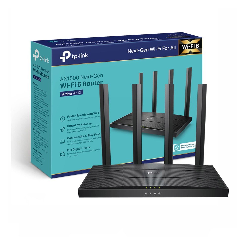 Bộ Phát Router WiFi 6 TP-Link Archer AX12 Băng Tần Kép AX1500
