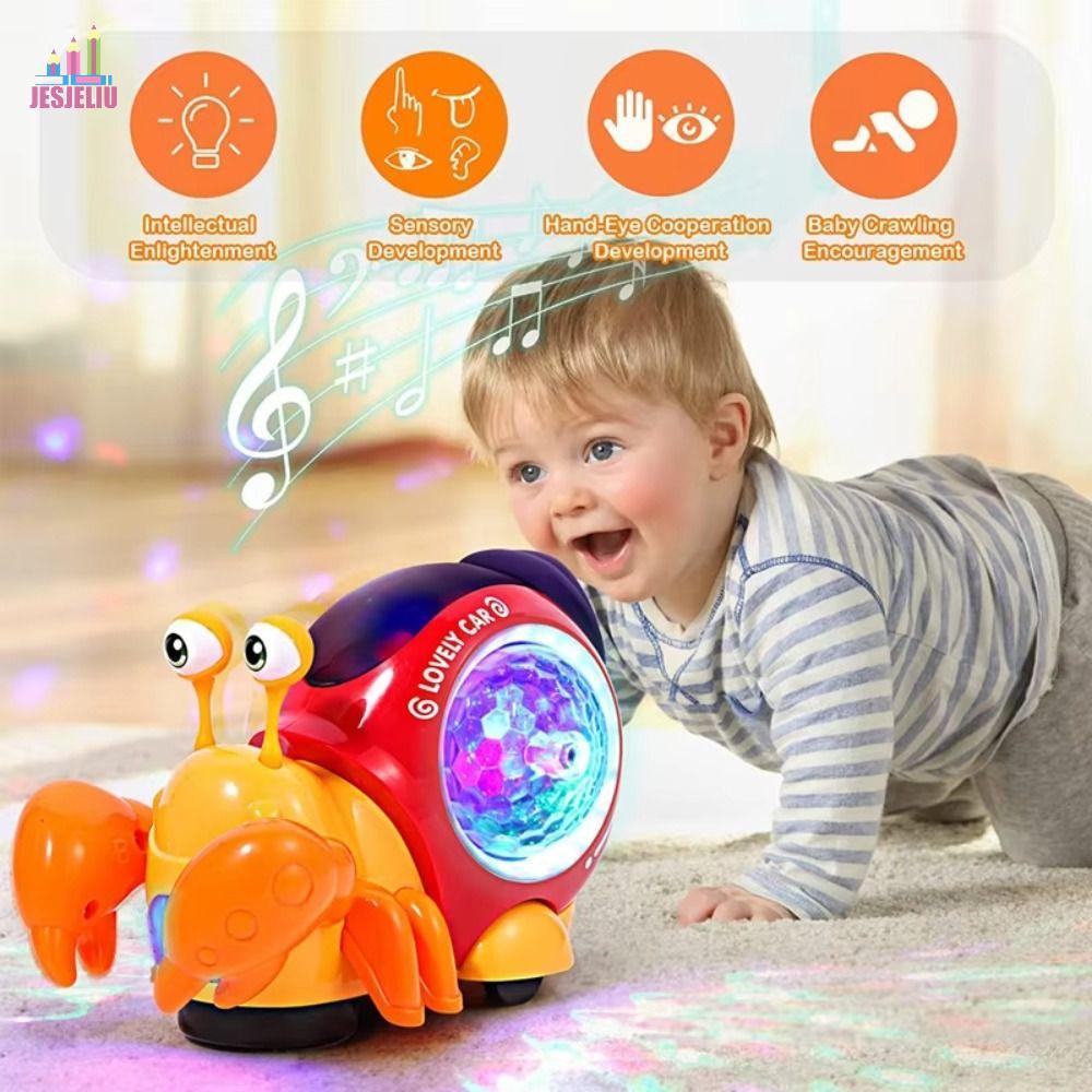 JESJELIU LED Light Cua Đồ chơi đi bộ, với nhạc Đi bộ Đồ chơi thời gian đầy đặn Nhảy múa Đồ chơi cua 
