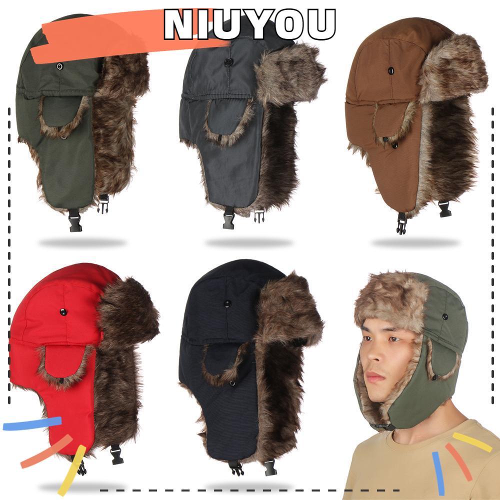 Mũ mùa đông NIUYOU Mũ mùa đông ấm áp Earflap Fur Mũ mùa đông