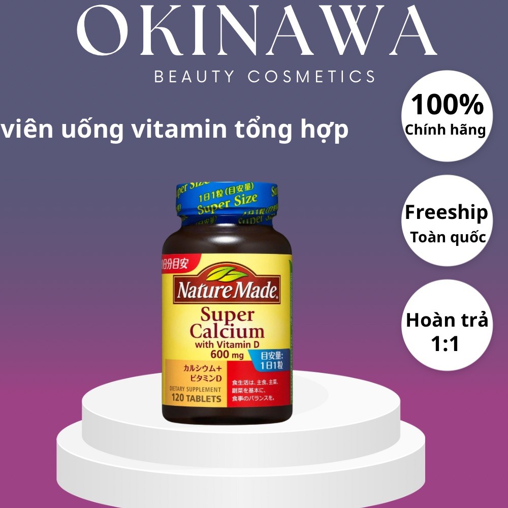 Viên uống Nature Made Super Calcium bổ sung Vitamin D +D3 + Canxi Nhật bản, hộp 120 viên