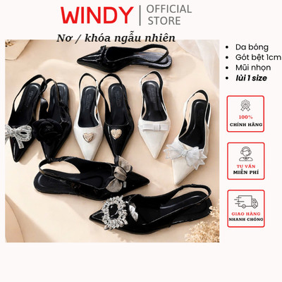 Windy'shoes - Giày Sandal nữ mũi nhọn nơ ngang đế bệt mã SD-0360 | BigBuy360 - bigbuy360.vn