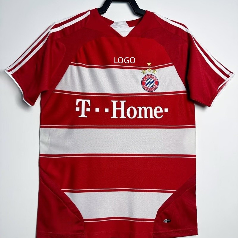 2007 / 08 Bayern Munich Retro Edition Áo bóng đá sân nhà Áo thun nam tay ngắn