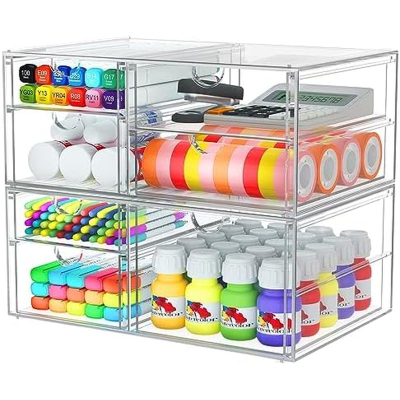 Office Supplies, Desk Organizers, Clear Accessories, Dustproof Storage Drawer and for Make Up, Jewel