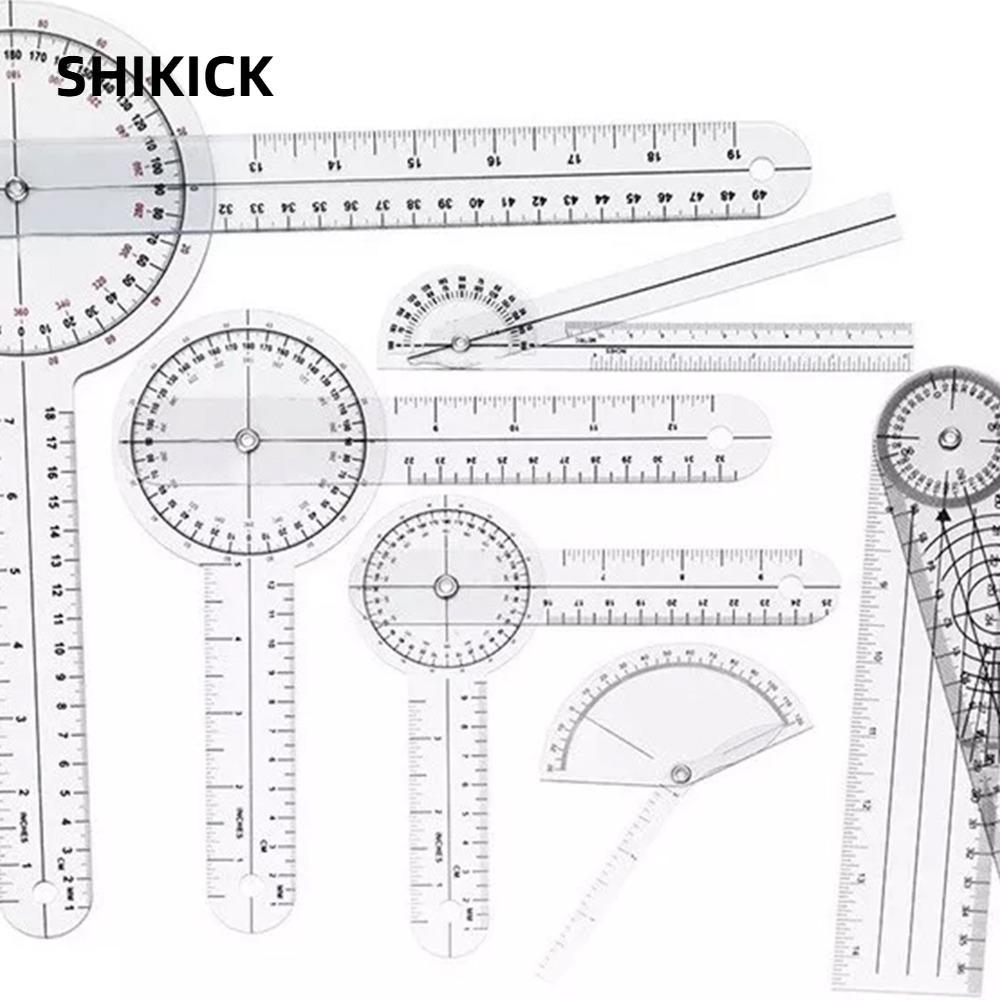 Bộ máy đo độ trong suốt SHIKICK 6 chiếc, Chất liệu PVC 360 độ 360 độ° Bộ Goniometer, Bộ thước đo góc