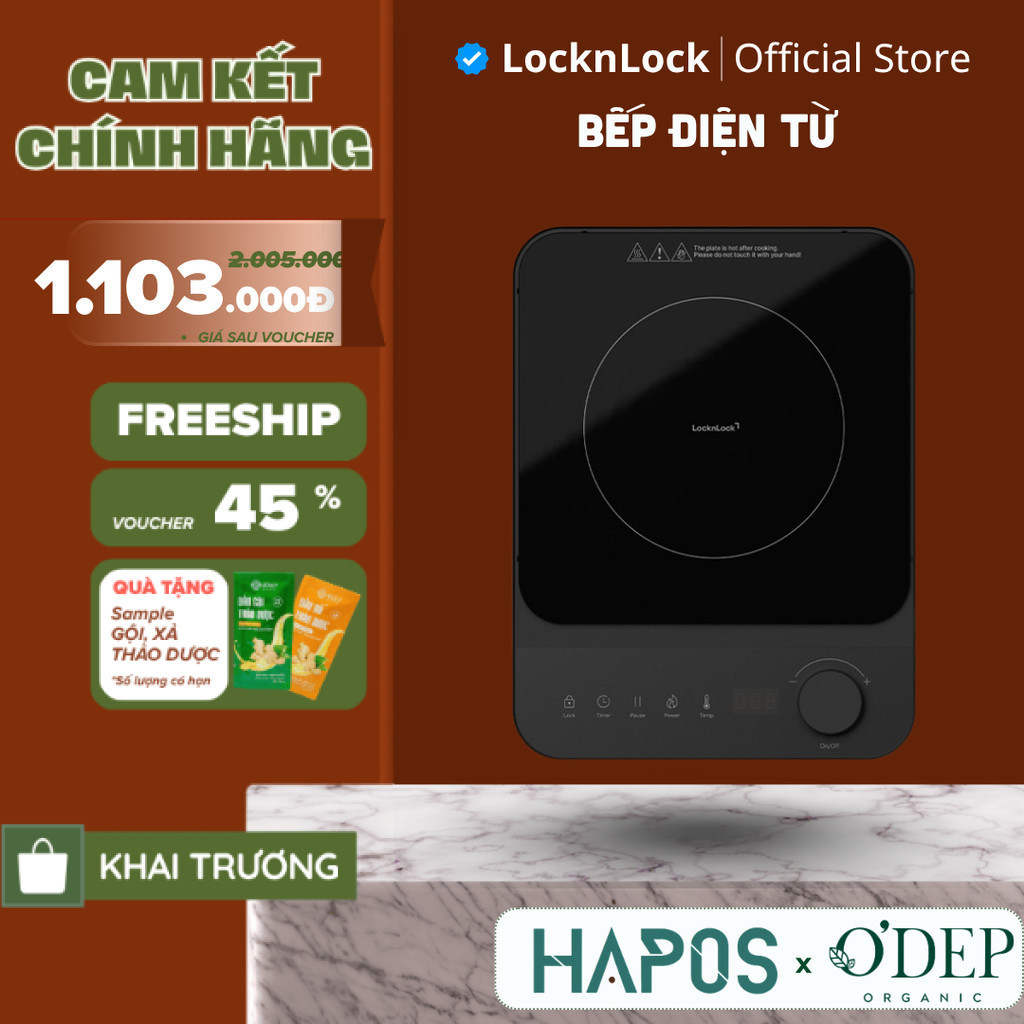 Bếp điện từ LocknLock Induction cooker EJI351BLK công suất 2000W - Màu đen - HAPOS LOF