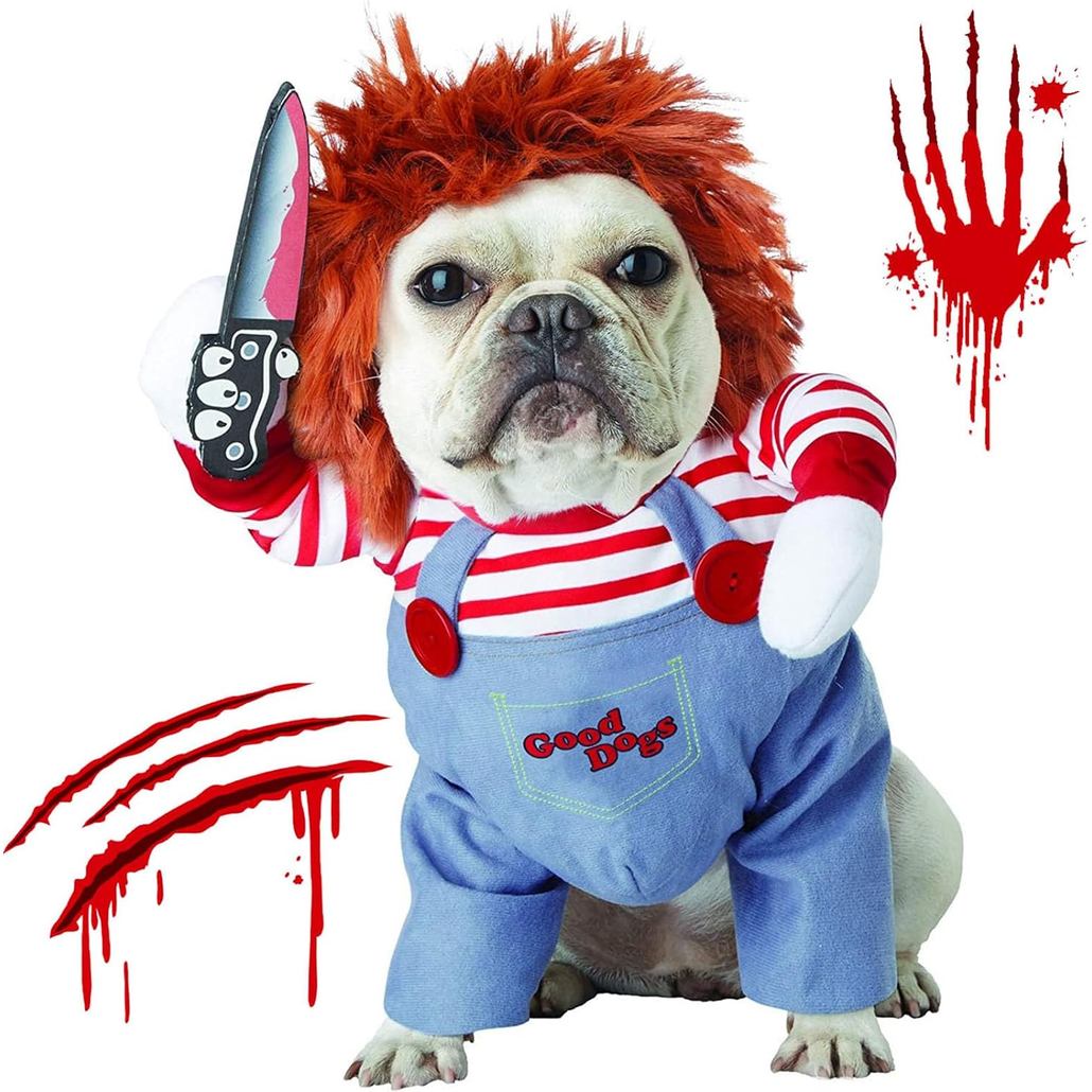 Pet Deadly Doll Chucky Dog Trang phục - Funny Dog & Cat Halloween Cosplay, Trang phục trang phục & T
