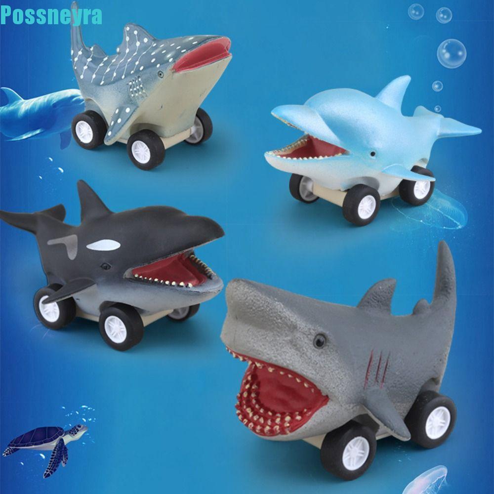 PYRON Press and Go Car Toy, Great White Shark Đồ chơi ô tô quán tính cá heo dễ thương, Sáng tạo Mont