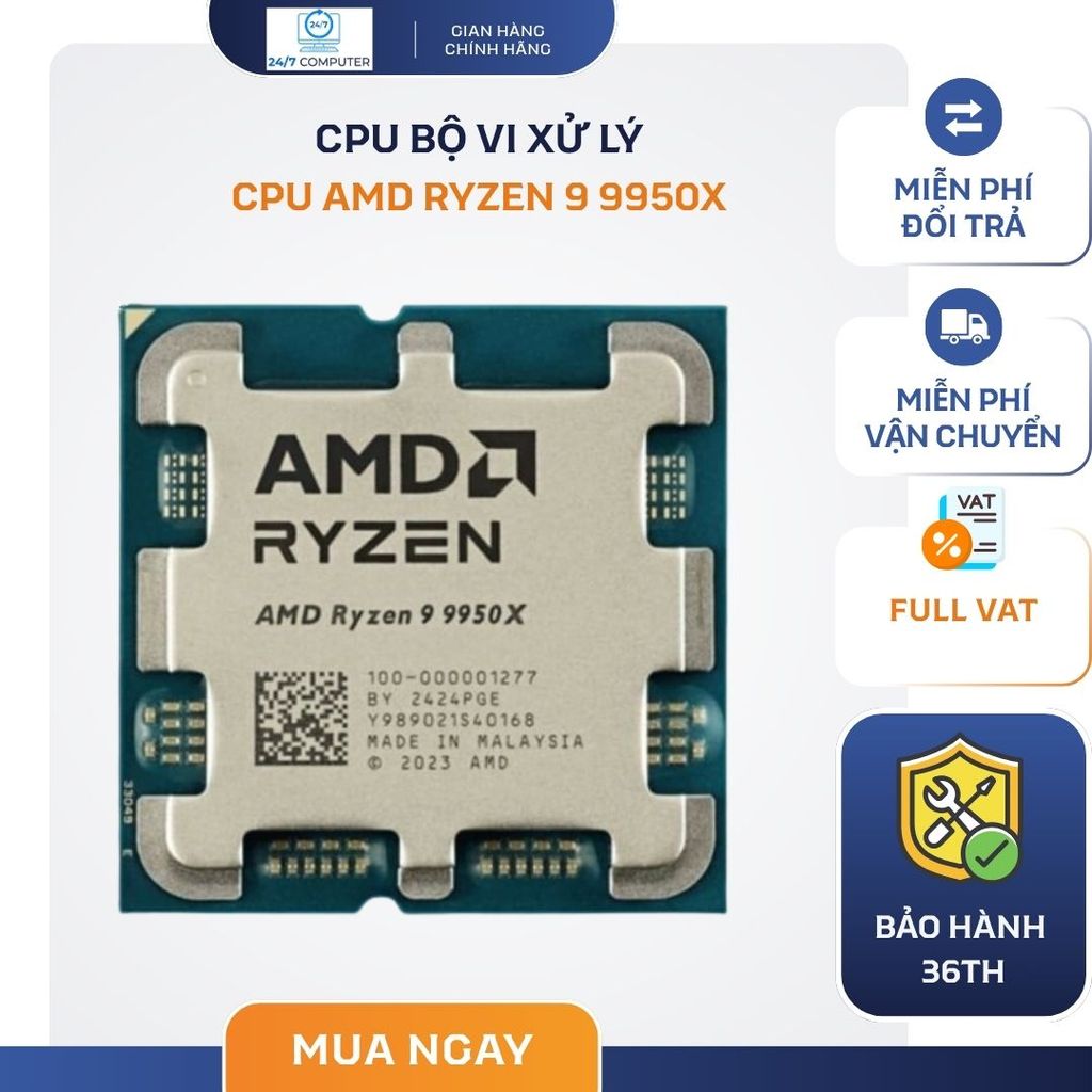 (FULL VAT) Chip vi xử lý AMD RYZEN 9 9950X Tray new