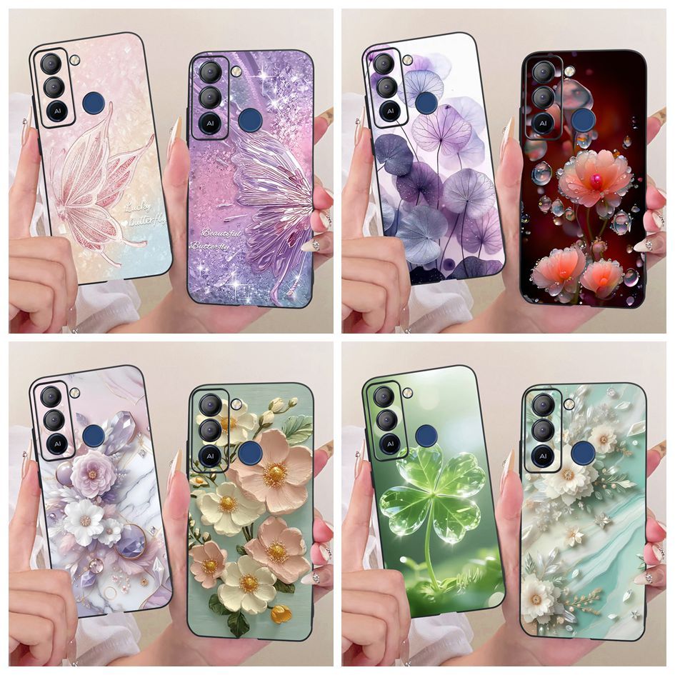 Dành Cho Tecno Pop 5 LTE Ốp điện thoại BD4 BD4i BD4a Hoa Bướm Mềm Màu Đen Silicon TPU Ốp điện thoại 