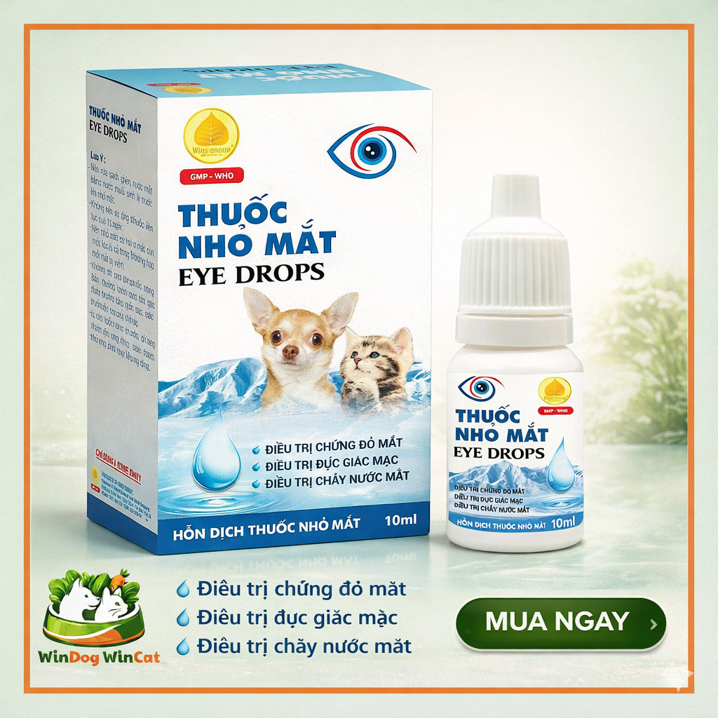 Nhỏ Mắt Eye Drops Cho Chó Mèo, hỗ trợ giảm Đỏ Mắt, Chảy Nước Mắt, Làm Sạch Dịu Mắt 10ml– WinDogWinCa