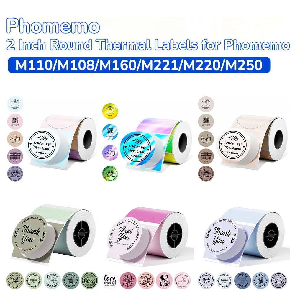Nhãn tròn Phomemo Nhãn chuyển màu Nhãn dán tự dính 2 Inch cho M110 / M220