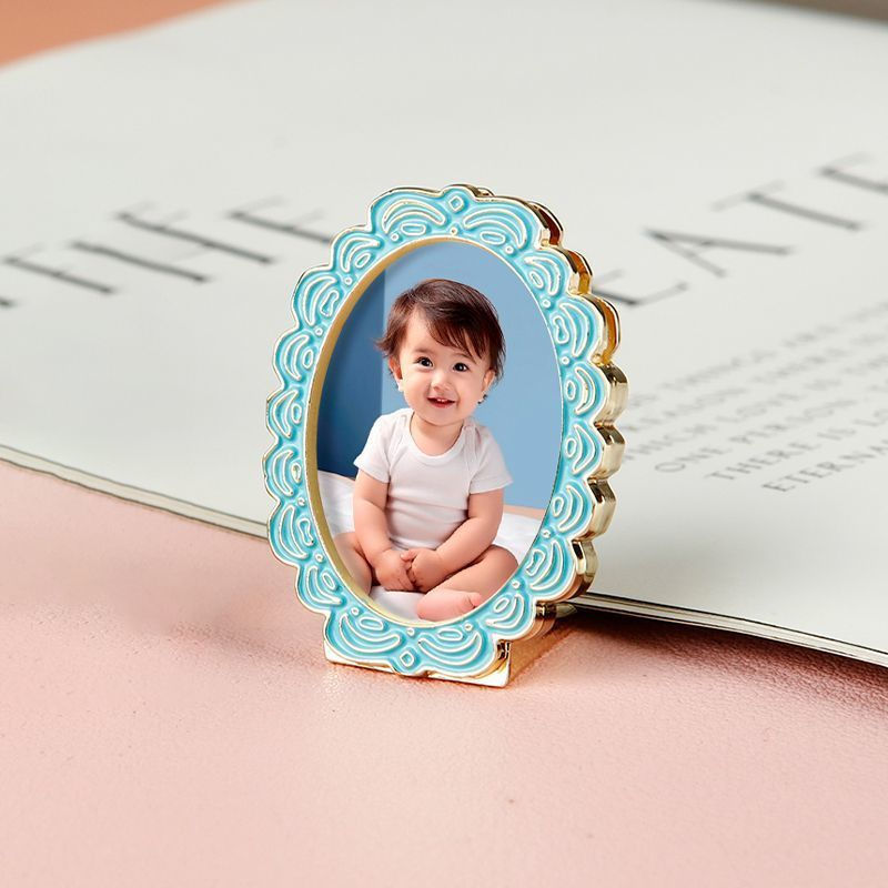 JUA Mini small photo frame, zinc alloy empty frame, desktop display stand, children's pet photo orna