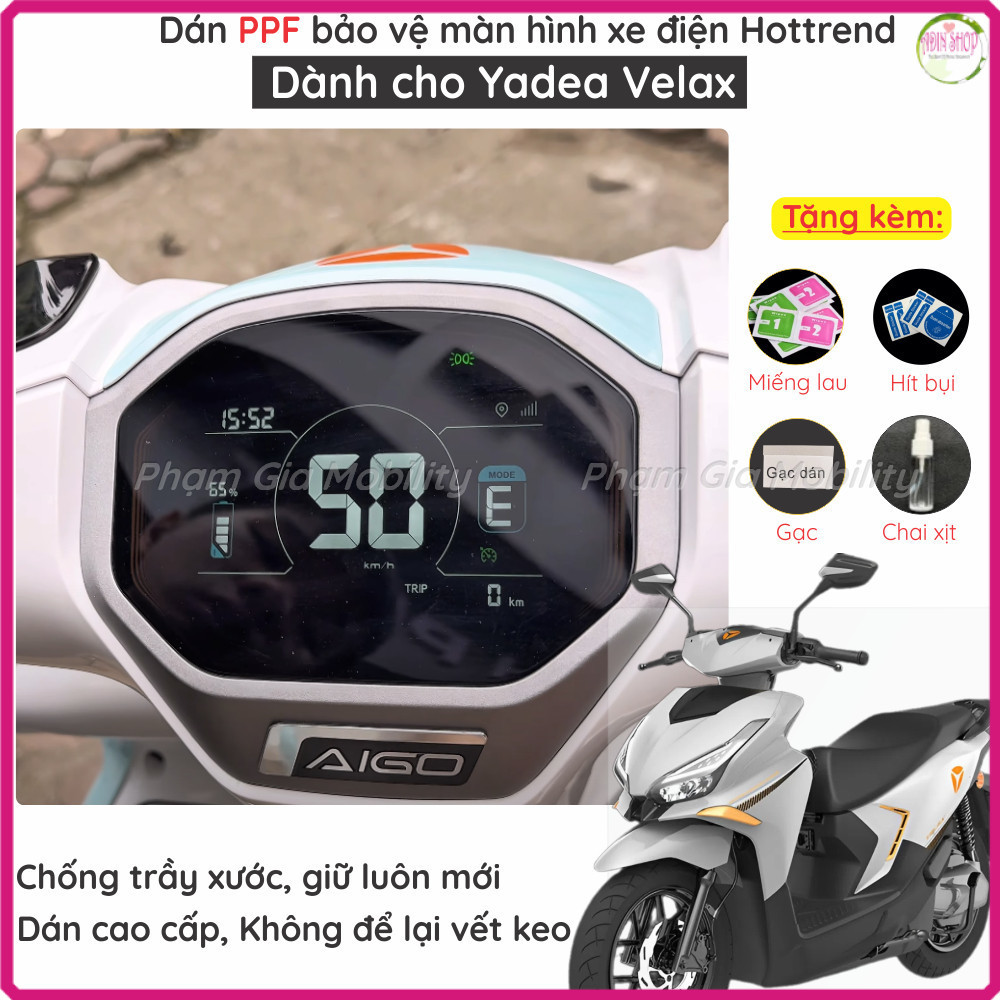 Dán PPF bảo vệ mặt đồng hồ xe điện cho YADEA VelaX, VelaX U H+ H Plus 2026 PPF trong, nhám cao cấp c
