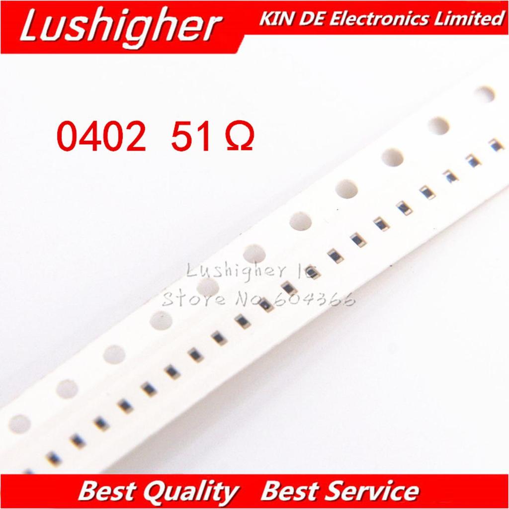100 CÁI 0402 Điện trở SMD 1% 51ohm 51 Ohm 51R 51R0
