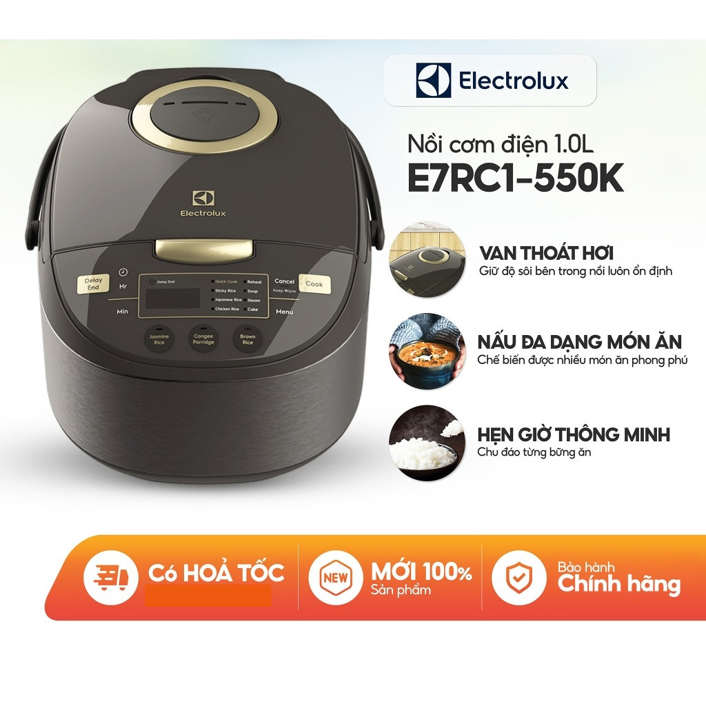 Nồi cơm điện tử Electrolux 1 lít E7RC1-550K | Công Suất 744W | Bảo Hành Chính Hãng 2 Năm