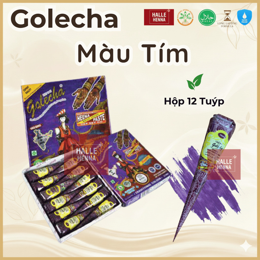 Mực Vẽ Henna Golecha Tím (Purple Golecha Henna Cone) – Tattoo Tạm Thời Màu Đẹp Như Thật, Dễ Vẽ, An T