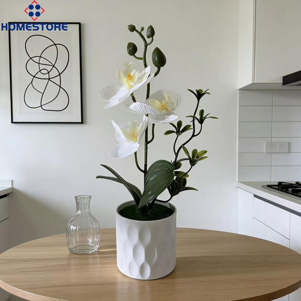 [Homestore]Artificial Potted Plant Flower Phalaenopsis Orchid Home Decor Fake Flower
