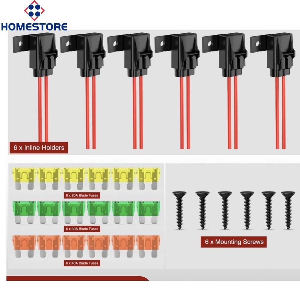 [Homestore]6pcs 12AWG 16AWG Inline Fuse Holder for ATC ATO Blade Fuses Waterproof Marine RV