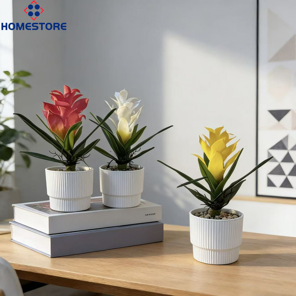 [Homestore]Lifelike Pineapple Flower Artificial Potted Plant Home Decor for Table office