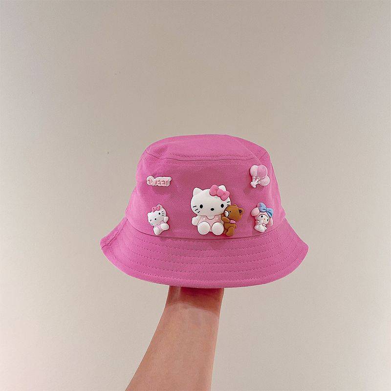 Spring and Autumn New Bucket Hat Boys and Girls Cute Creative Kitty Cat Fried Street Bucket Hat Sun 