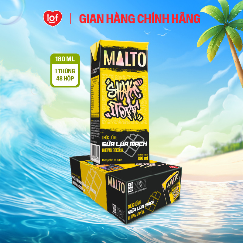 Sữa lúa mạch MALTO Shake It Off hương sôcôla thùng 48 hộp x 180ml