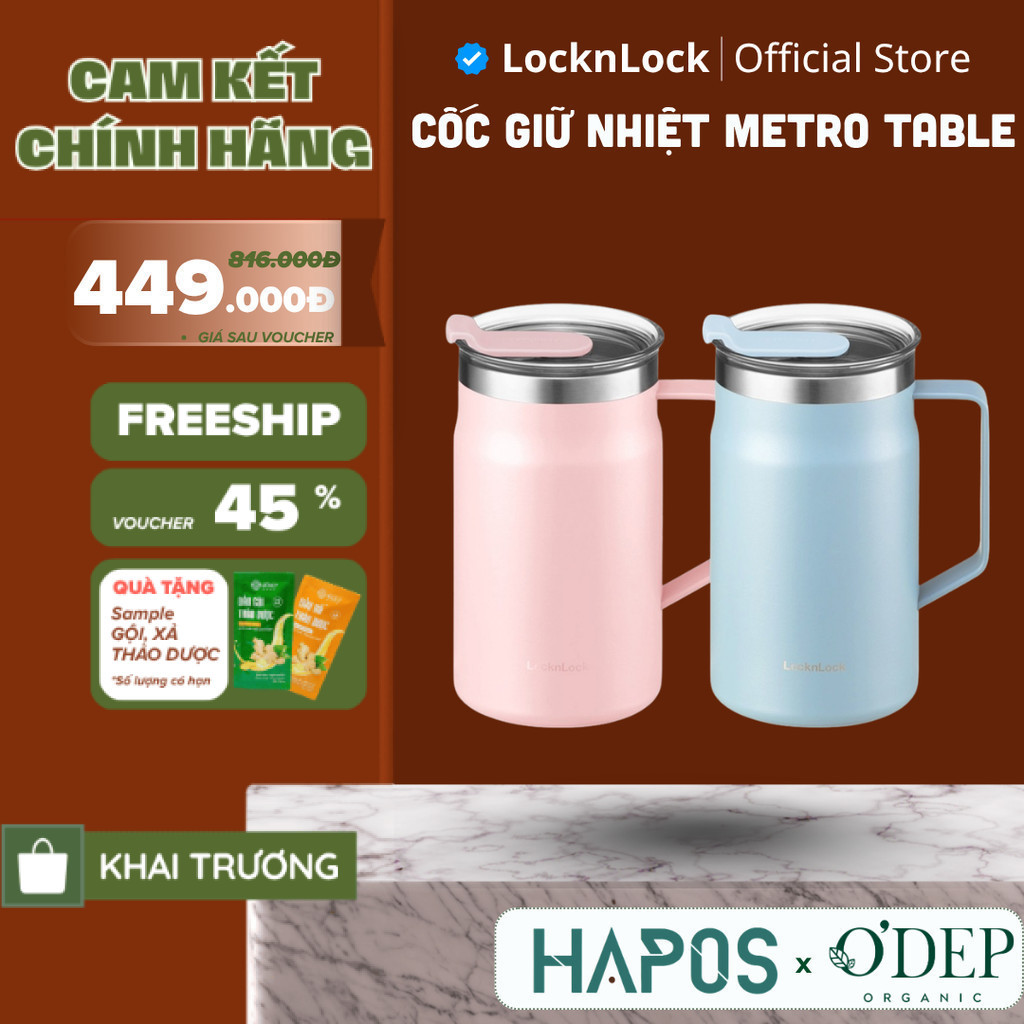 Cốc giữ nhiệt 600ml LocknLock Chính hãng Metro Table Mug LHC4282PIK - HAPOS LOF