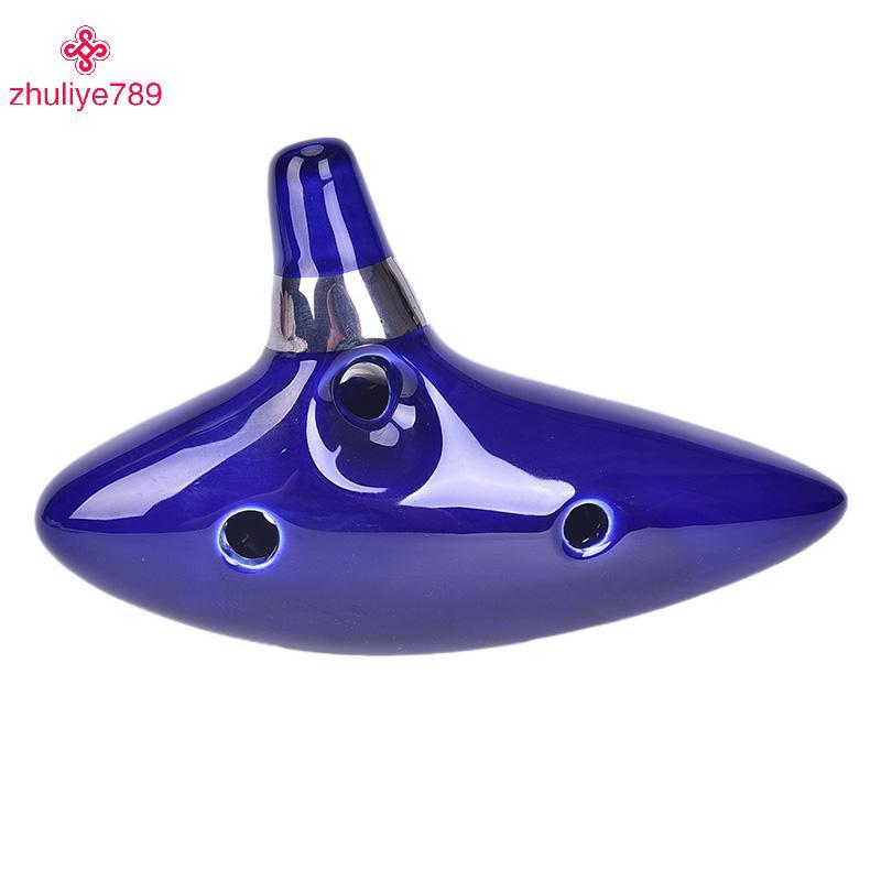 < zhuliye789 > 12 lỗ Ocarina Ceramic Alto C của Ocarina Flute Blue Ocarina Nhạc cụ Ocarina Đẹp