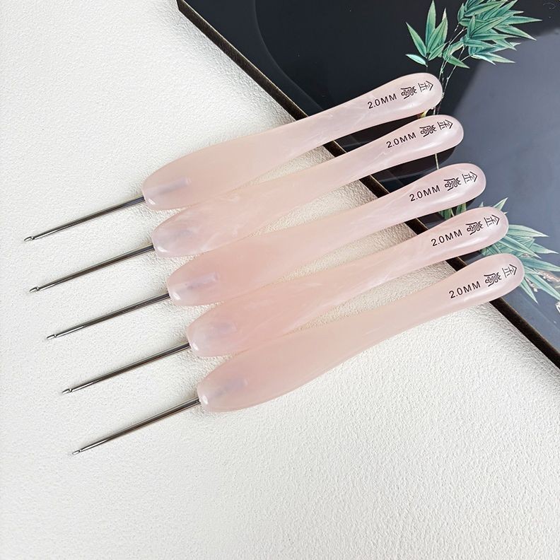 Jinlan Móc La Bàn Màu Hồng Thép Không Gỉ Kim Đan Tay Jinlan Dụng Cụ Len Móc