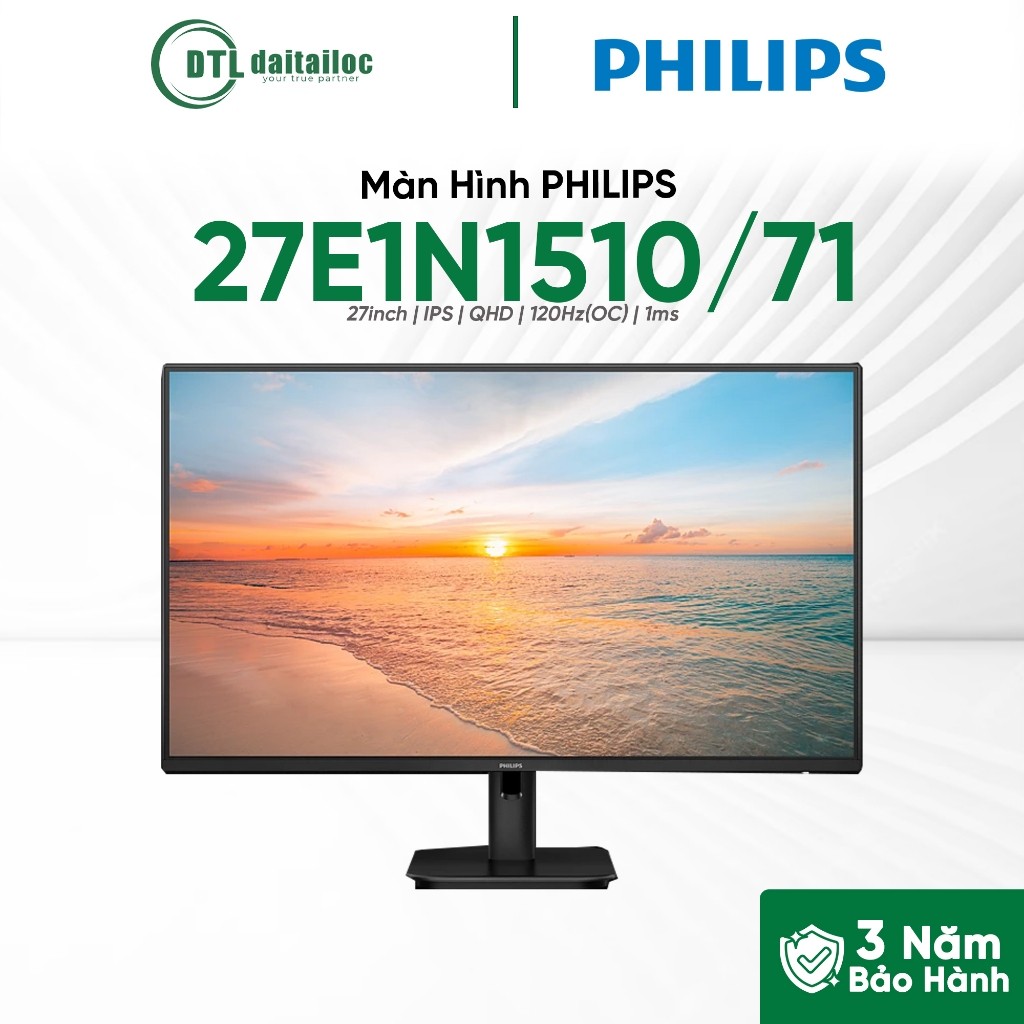 Màn hình Philips 27E1N1510/71 27inch IPS QHD 120Hz(OC) 1ms | Chính Hãng | Bảo Hành 36 Tháng