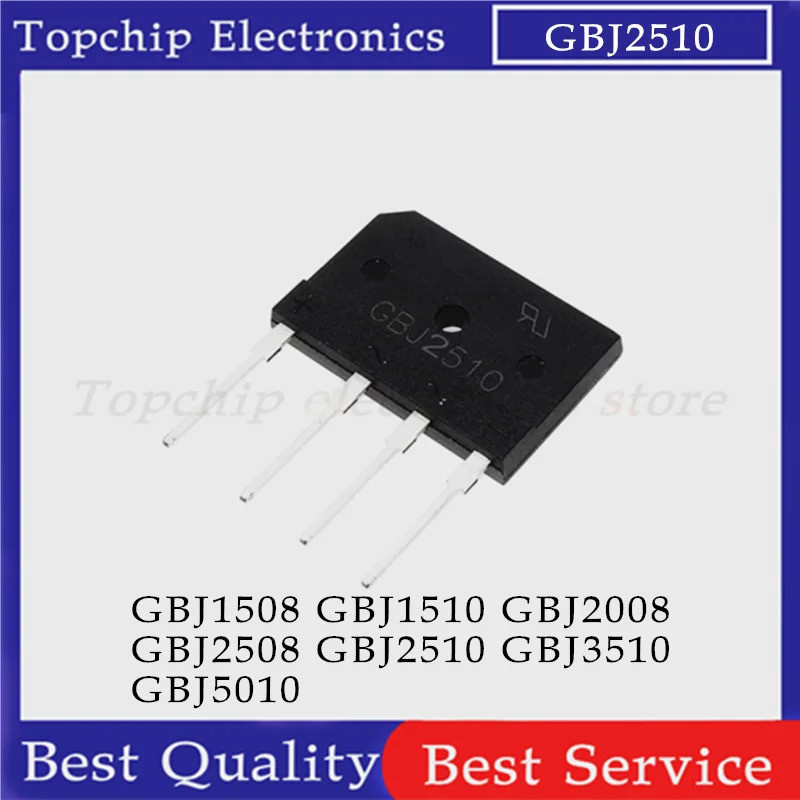 5 chiếc GBJ1508 GBJ1510 GBJ2510 GBJ3510 GBJ5010 GBJ2008 GBJ2508 Bộ chỉnh lưu cầu KBJ1510 KBJ2510 KBJ