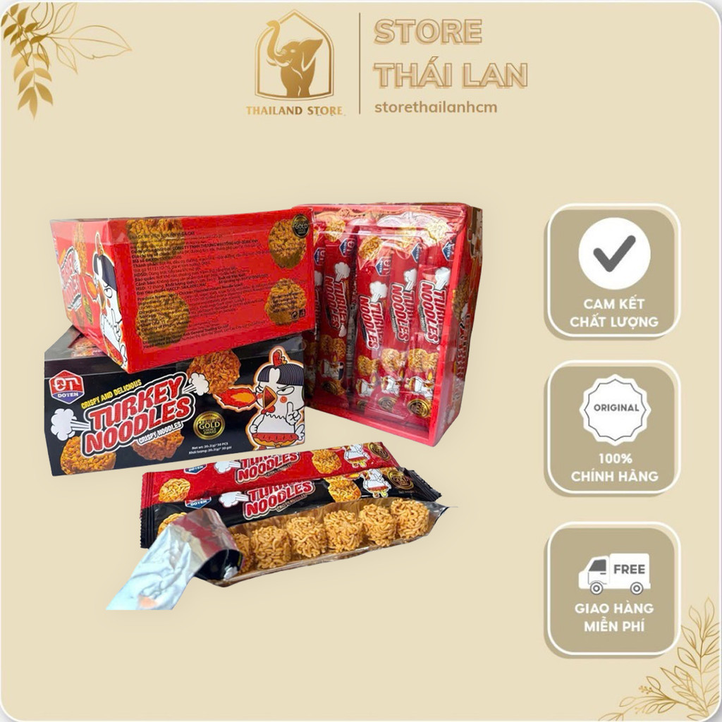 [HỘP 30 GÓI] Mì Tôm Ăn Sống Turkey Noodles Vị Gà Cay Thái Lan 20g - Hộp 30 Gói